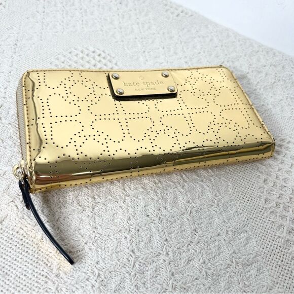 Kate Spade Metro Spade Neda Continental Zip Wallet Metallic Gold - Picture 1 of 10